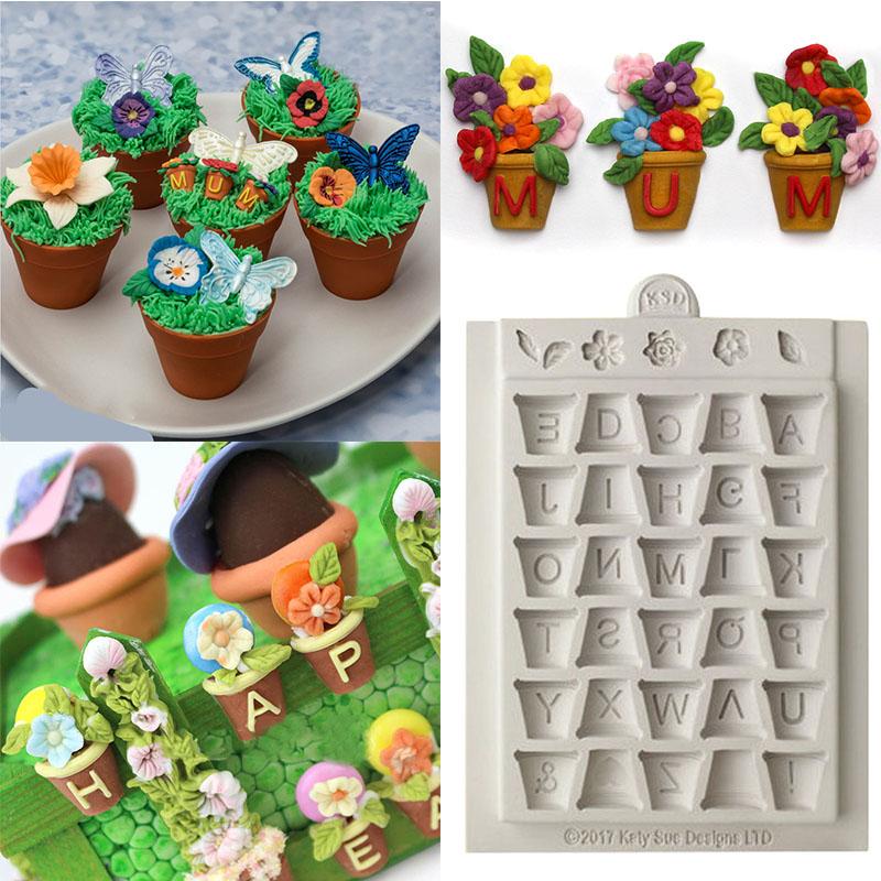 

Silicone Alphabet POTS Baby Flower Fondant Mould Cake Decor Sugar Gumpaste Mold