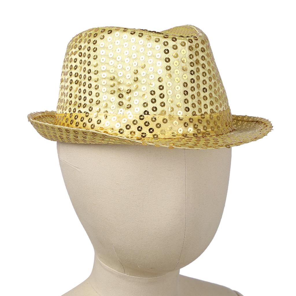 Pojkars glänsande paljettlångärmad skjorta med slagkrage, jazzdansshow, fedorahatt