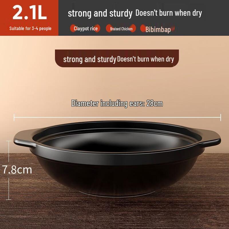 WUHE 2.1L Lidless Ceramic Clay Pot for Gas Stoves