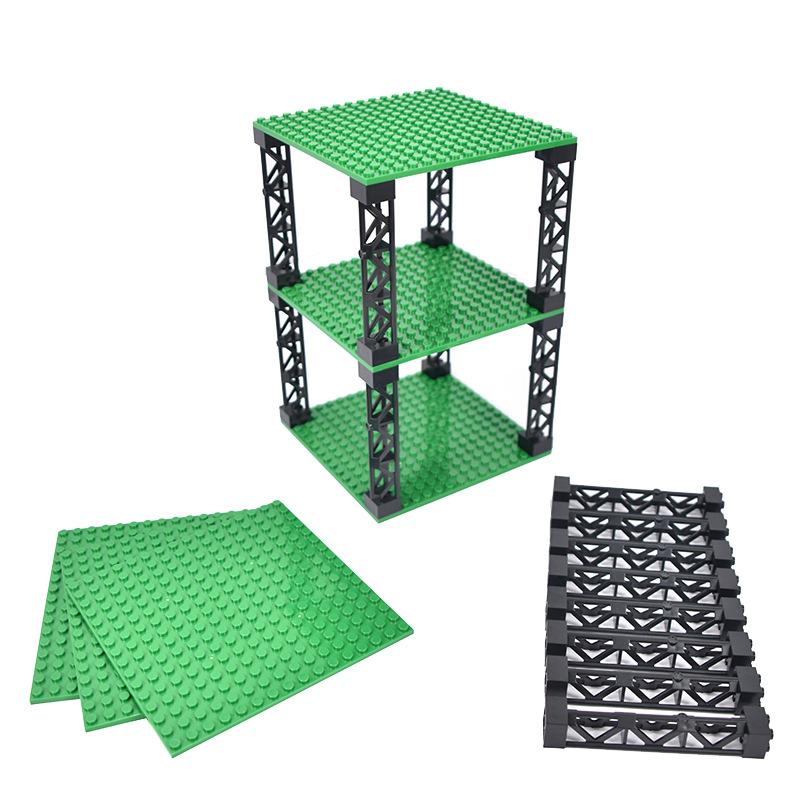 Doe-het-zelf Bouwsteen Opbergunit Vloerdecoratie Model met 16×16 Stippen Plaat en Steunpilaren Perfect Speelgoed Cadeau voor Festivals