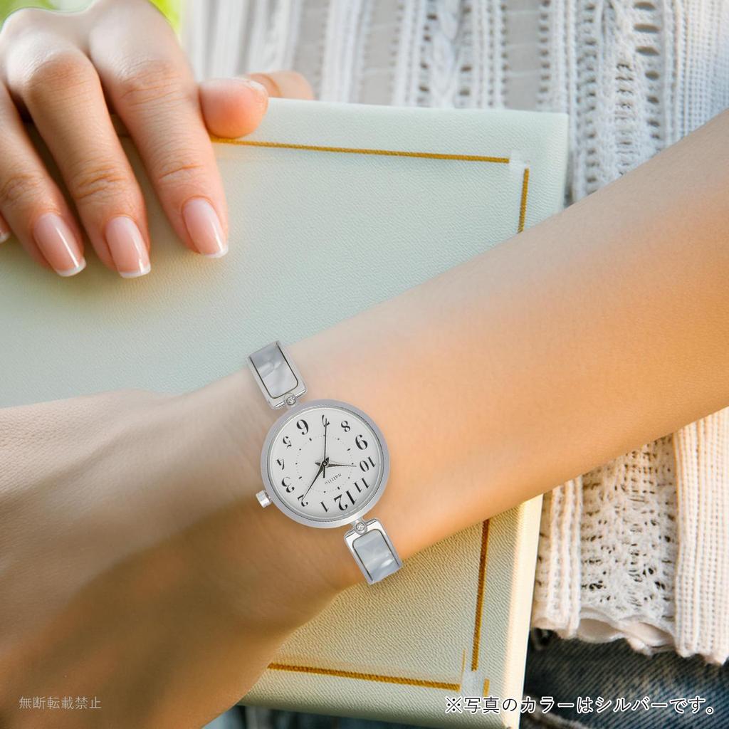 Fieldwork Women's Analog Watch, Metal Band, Bangle Watch, Bracelet, Shell-like Acetate, Shelloon, Pink Gold JN039-3