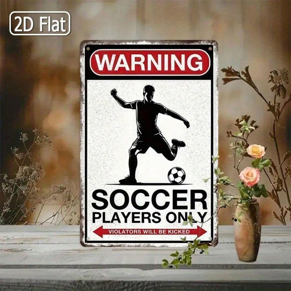 Metal Football Warning Sign Wall Art Decor