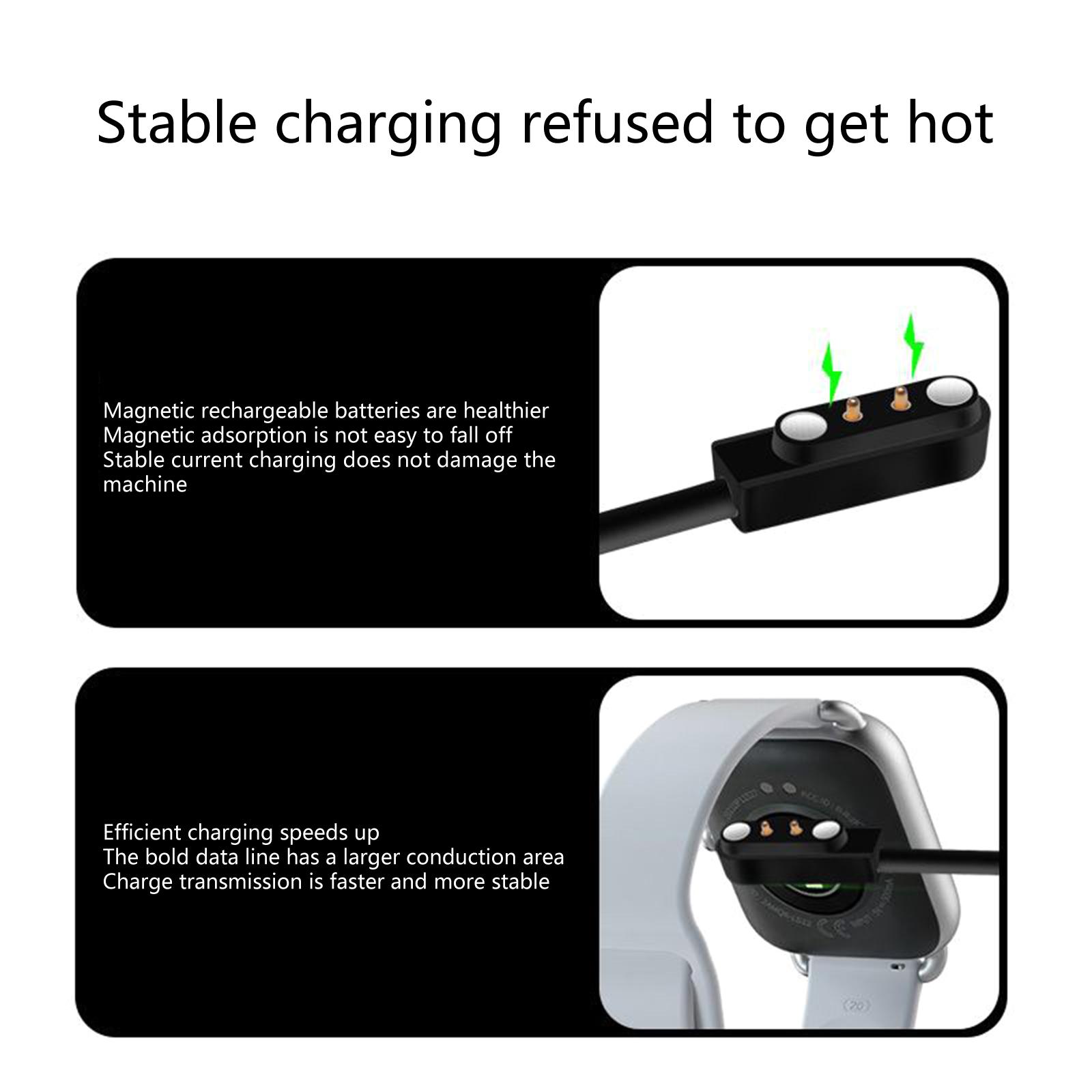 

USB Charging Cable Male to 2Pin Magnetic Suction Charging Cord Connection Wire for 2pin 2.54mm Space Smartwatches 1 чёрный