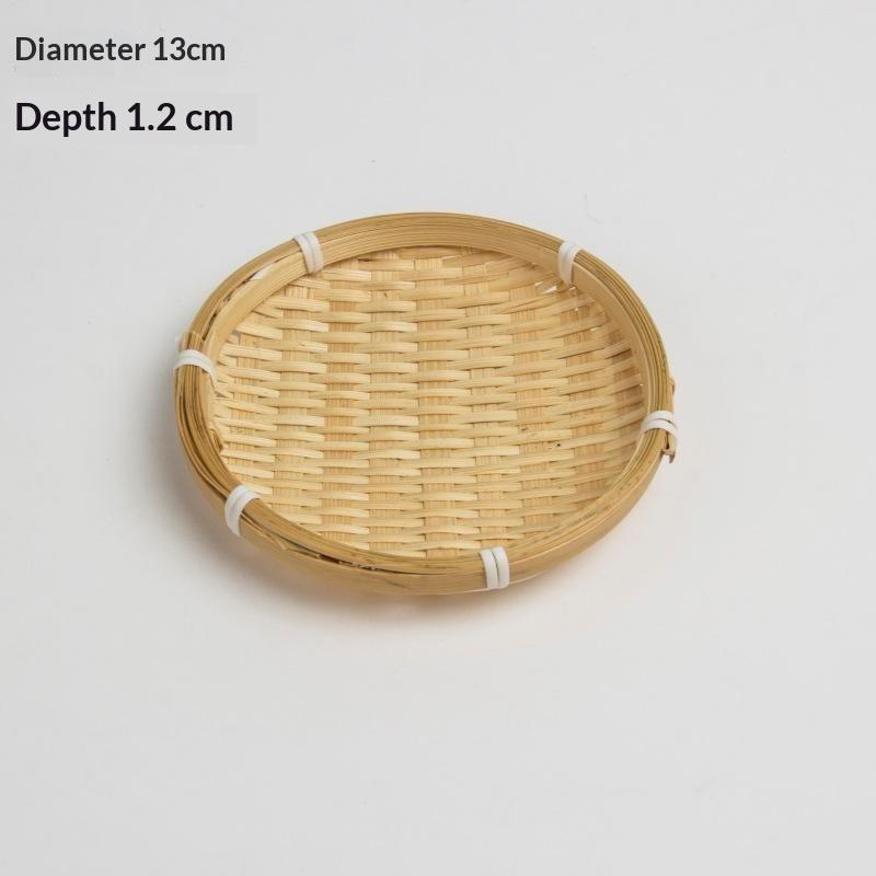 Eco-Friendly Handwoven Natural Bamboo Tray Sturdy Durable for Candle Serving Cosmetic Storage Bathroom Home Decor