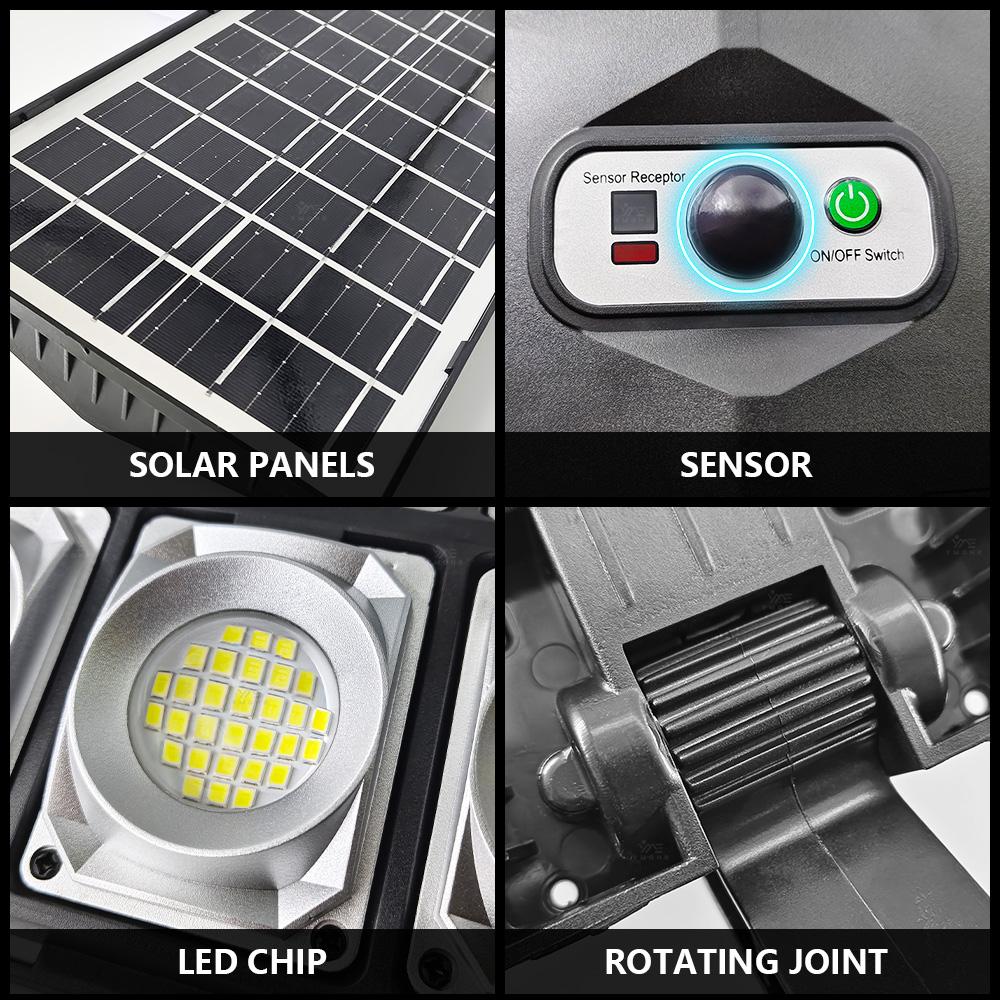 Dual-Row Wide Angle 1000000LM Solar Street Light 504 LED IP65 Waterproof 3 Working Modes Motion Sensor Garden Terrace Patio Lamp