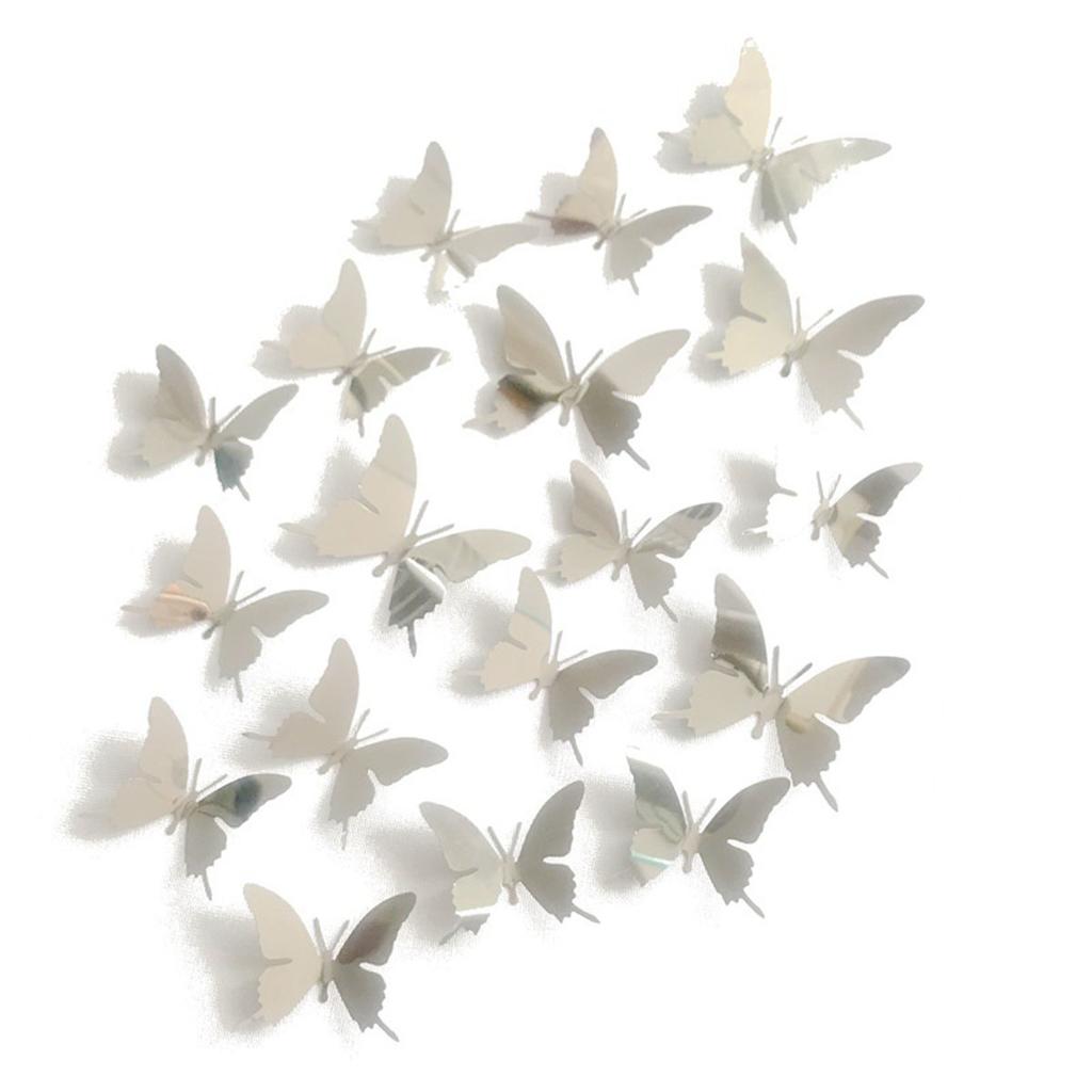 12Pcs/lot 3D Butterfly Mirror Wall Sticker Decal Wall Art Removable Wedding Decoration Kids Room Decoration Sticker