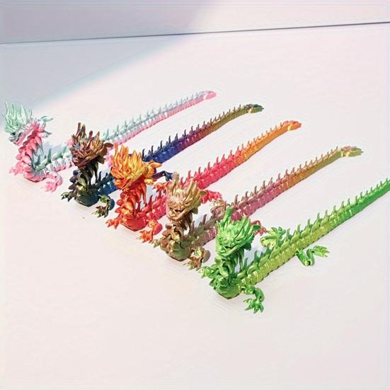 3D Printed Chinese Loong Figurine Movable Joints Standing Dragon Figure Articulated Dragon Model Fidget Toy Desktop Decoration Ornament