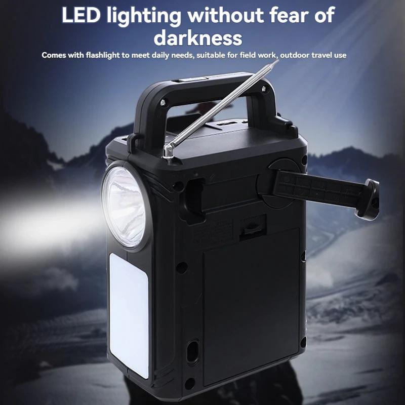 Emergency FM Radio Portable Solar Charging Outdoor Camping Light Overweight Bass Mono USB Port Built-In Speaker