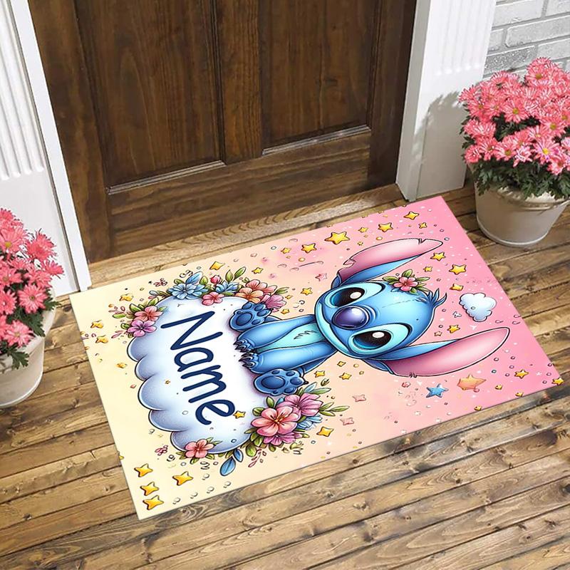 Personalized Name Stitch Dreams Living Room Non-Slip Area Rug Soft Carpet for Bedroom Kids Playroom Sofa Office Home Decor Doormat