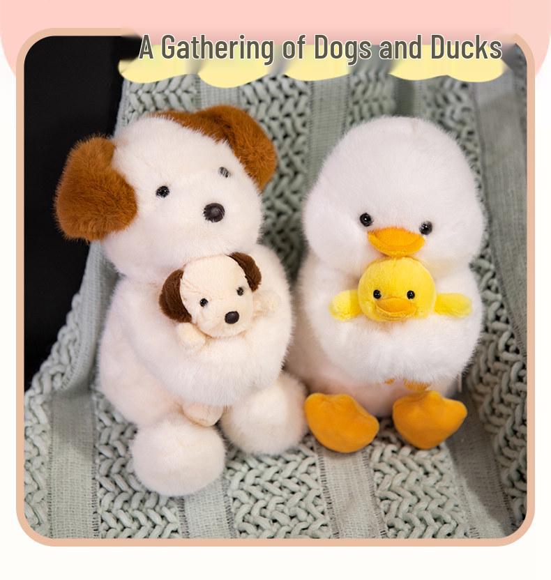 Cute Animal Plush Toys: Mother & Son Puppy, Duck, Rabbit, Fox Comfort Dolls - Perfect Children's Birthday Gifts
