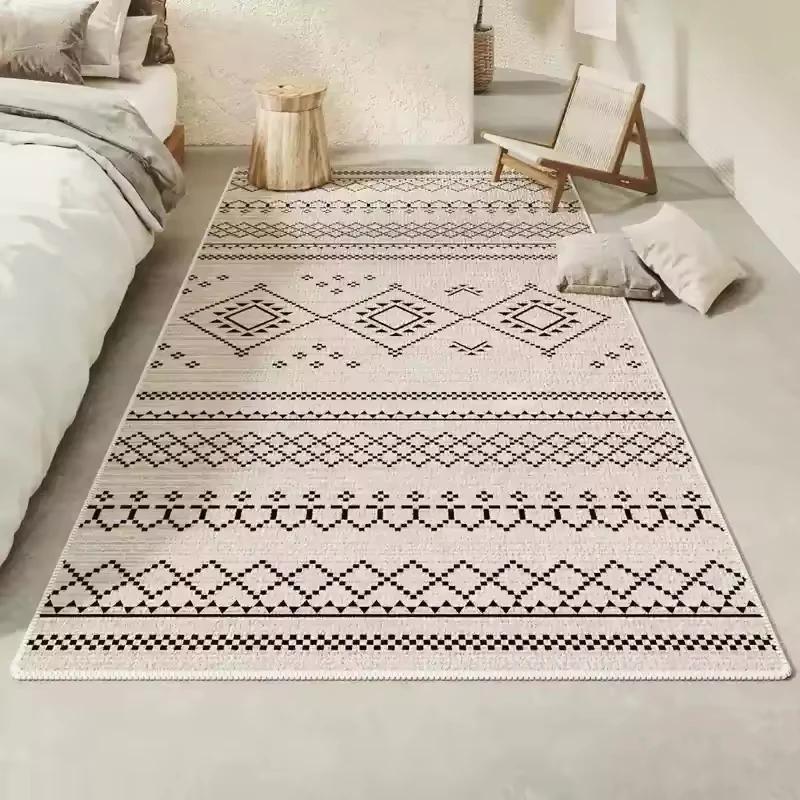 Bohemian Ins Style Black And White Gray Bedside Rug Living Room Bedroom Decorative Ethnic Style Premium Feeling Carpet