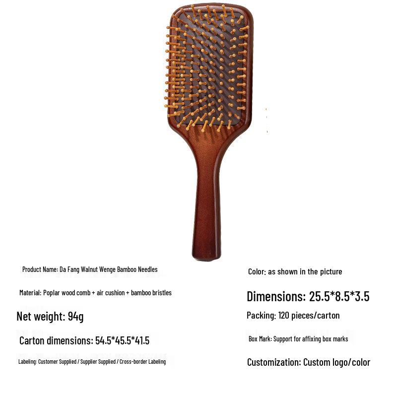 Beech Wood Air Cushion Massage Comb for Scalp and Hair Care