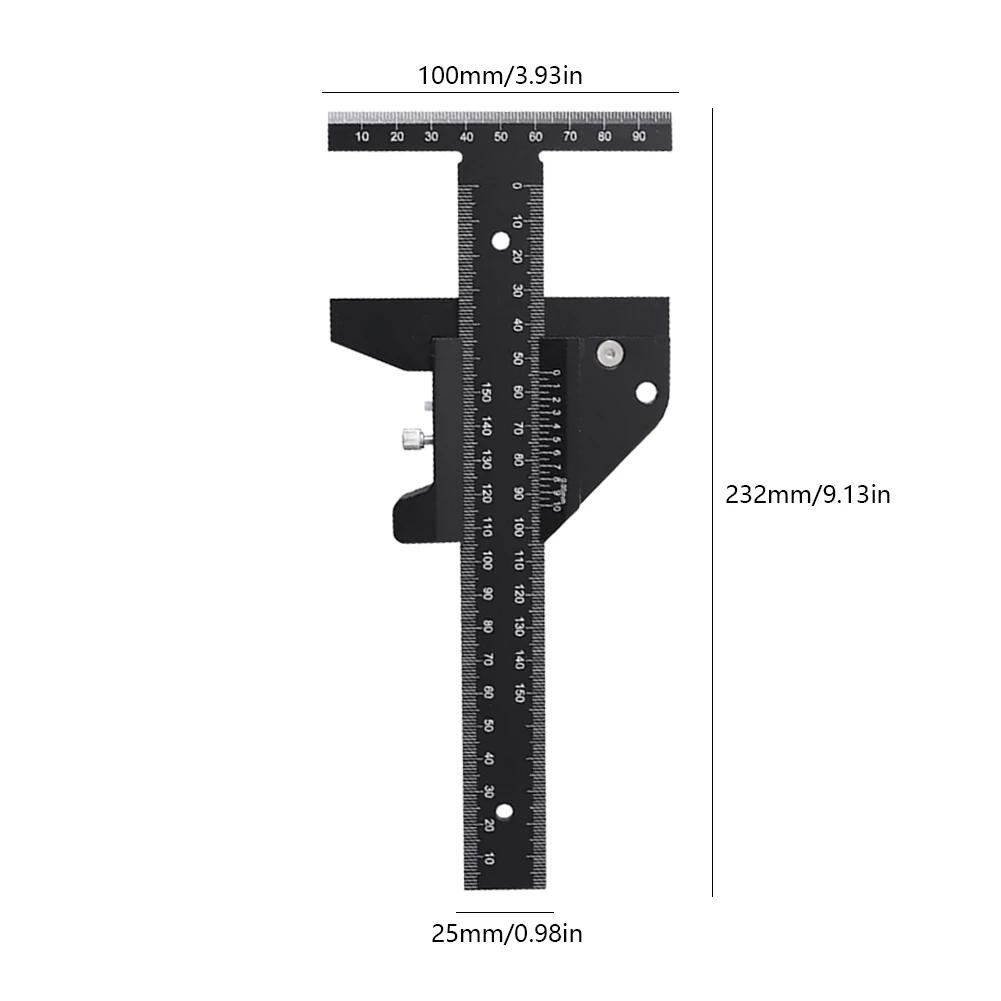 Woodworking Tool T Ruler Sliding Gauge Aluminum Alloy Scribe Ruler Depth Gauge T-Square Scribing Measuring Tools Marking Gauge