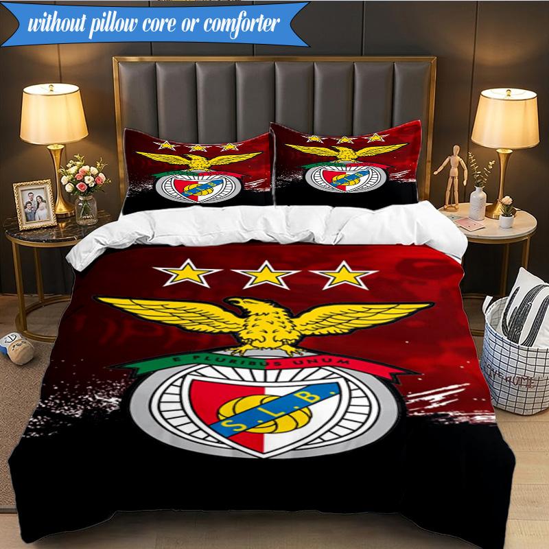 3PCS Benfica Football Club Printed Soft Bedding Set,Including 1pc Duvet Cover And 2pcs Pillowcases Perfect for Bedroom, Dormitory, Fan gift