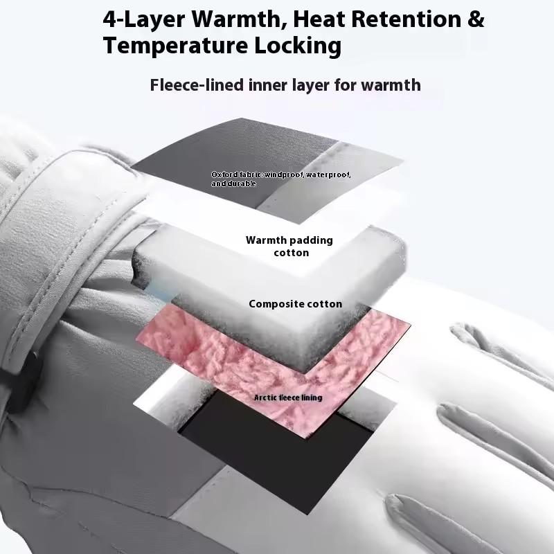 Winter Warm Waterproof Skiing Gloves for Unisex Touch Screen Wrist Adjustable Thick Gloves Outdoor Cycling Skiing Accessories