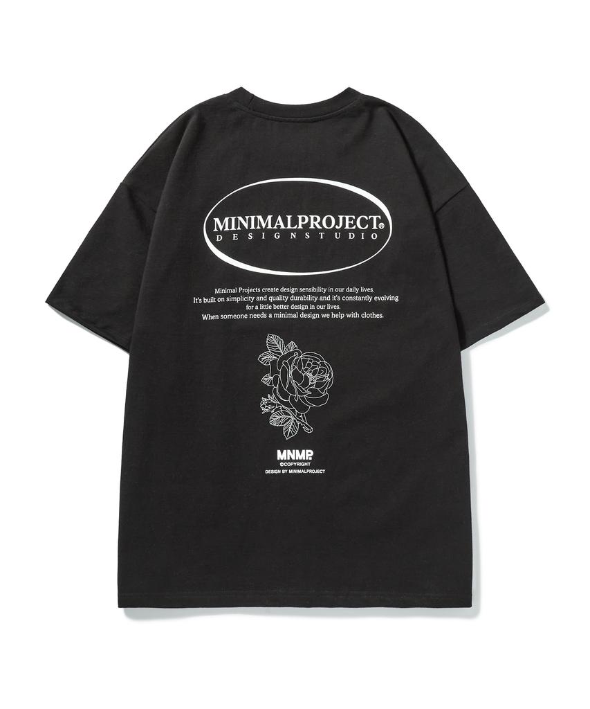 MINIMALPROJECT Circle Logo Flower Oversized Short Sleeve T-Shirt Mst151 [Black]