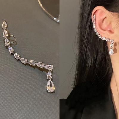 1 Pcs Elegant Zircon Earrings Luxury Clip-On Earrings Dangle Earrings  Women's Jewelry Accessory