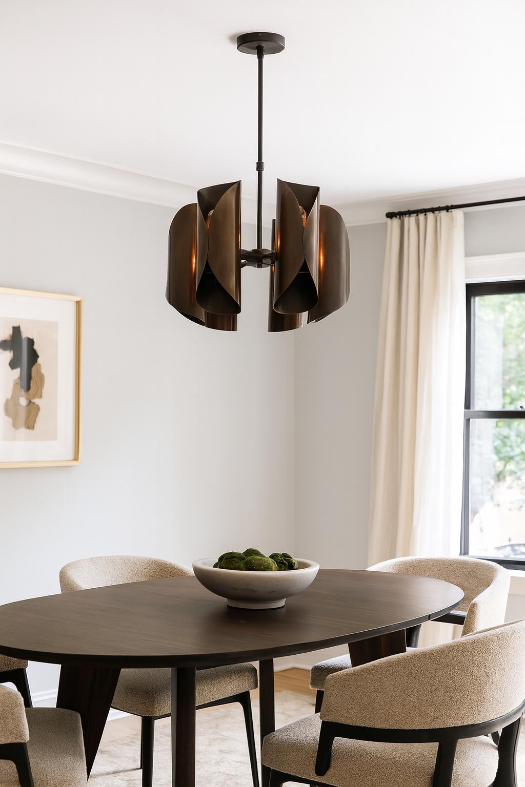 

Металевий абажур 6 рук латунь сучасна люстра-супутник середина століття стельовий світильник для обіднього столу чорний