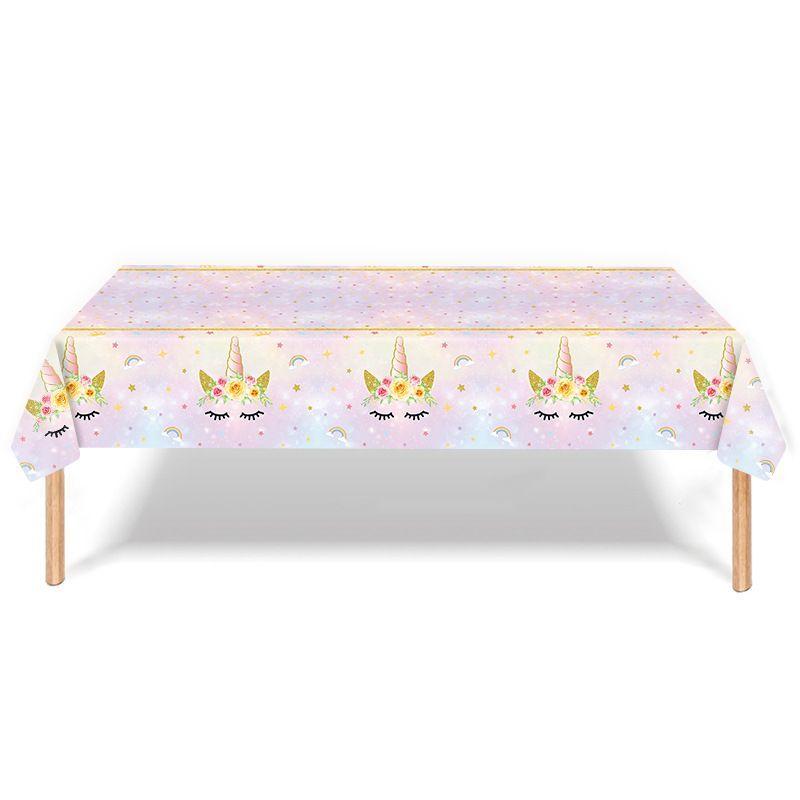 Colorful Unicorn-themed Disposable Tableware Set for Children's Birthday Party Scene Decoration Supplies