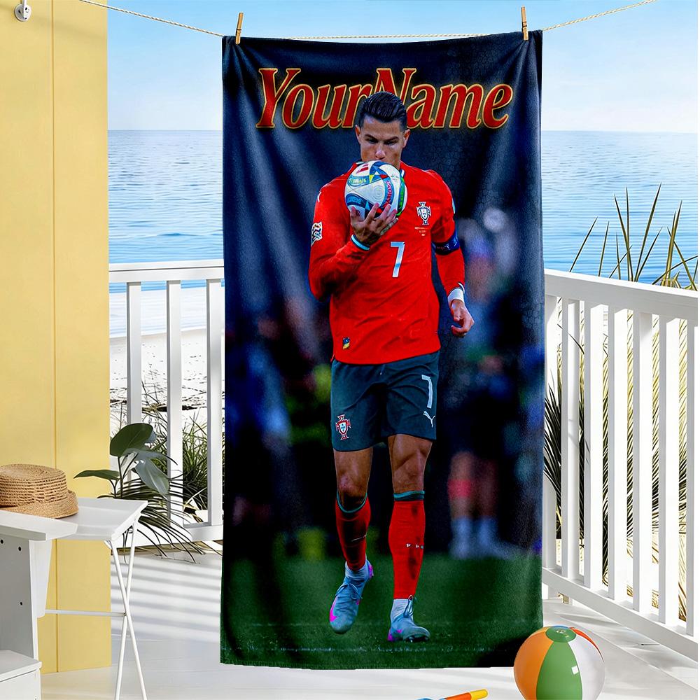 Cristiano Ronaldo Customizable Name Beach Towel Soft Durable Quick-Dry Portable for SwimmingBeachCamping Travel Beach AccessoriesGym