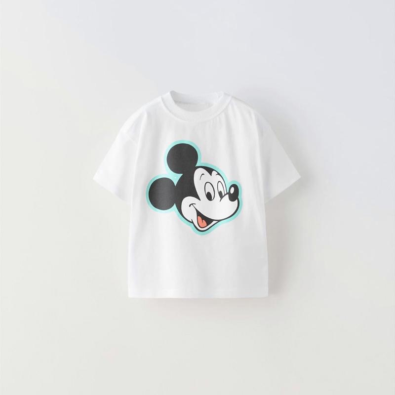 Black T-shirt Printed Top Summer Clothing Cartoon Short Sleeves Simple Cute Loose Base Shirt for Children