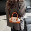 Contrasting color retro small bowling bag niche design women's handbag simple commuter Boston shoulder pillow bag