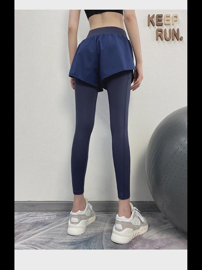 High Waist Women's Yoga Pants - Hip Lift, Elastic Fitness Running Leggings, Fake Two-Piece Sportswear