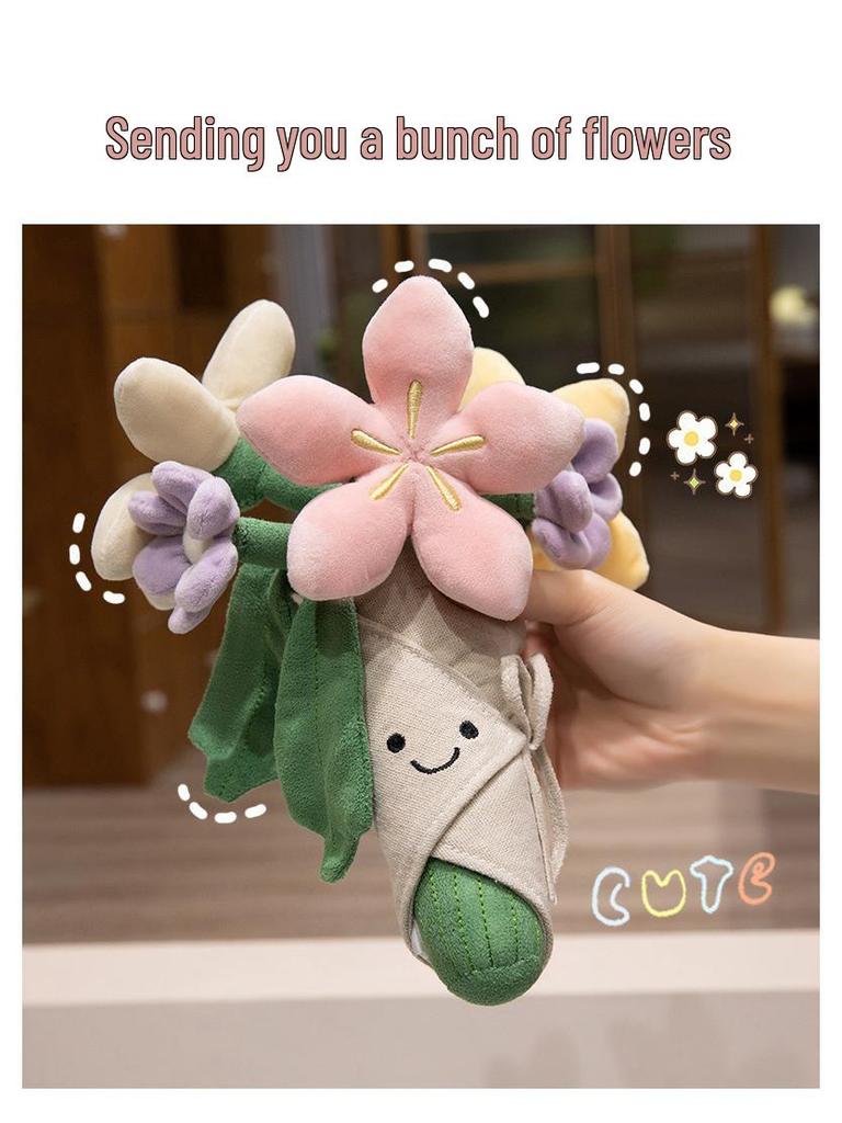 JC Handheld Plush Flower Doll Bouquet for Proposals, Confessions, Weddings, and Parties