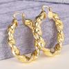 Huitan Twisty Design Women Gold Color Hoop Earrings Luxury Wedding Anniversary Fashion Metal Accessories Party Zircon Gift