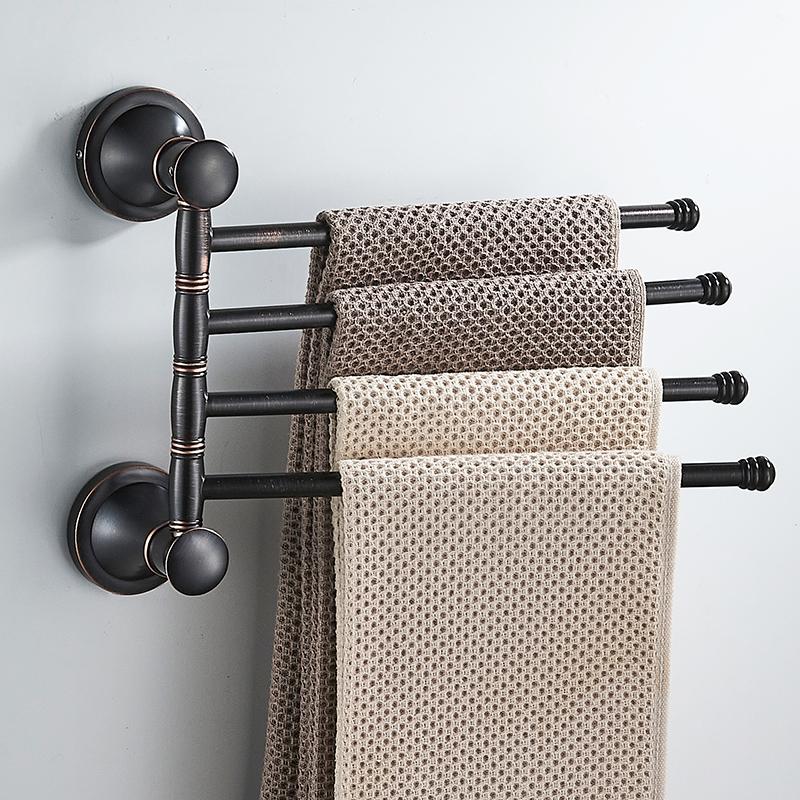 Bathroom Bath Toilet Paper Holder Robe Hook Bathroom Retractable Towel Hanging Rod Black Zinc Alloy EL852