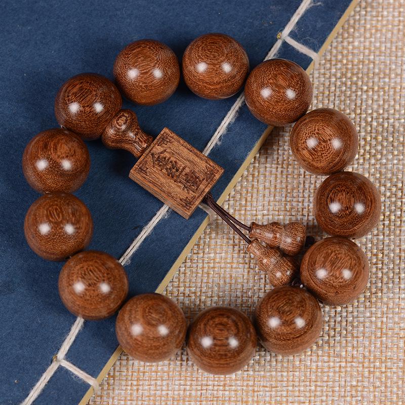 Golden Sandalwood 2.0 Bead Bracelet: Wooden Prayer Jewelry for Men, Women, Couples.