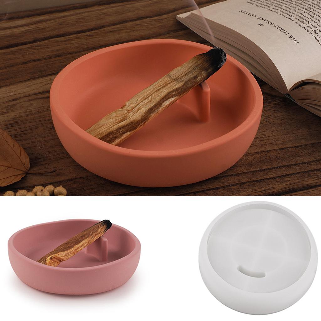 Round Shape Incense Plate Silicone Mold DIY Storag Tray Craft Gift Making Plaster Resin Ashes Catcher Casting Molds Home Decor