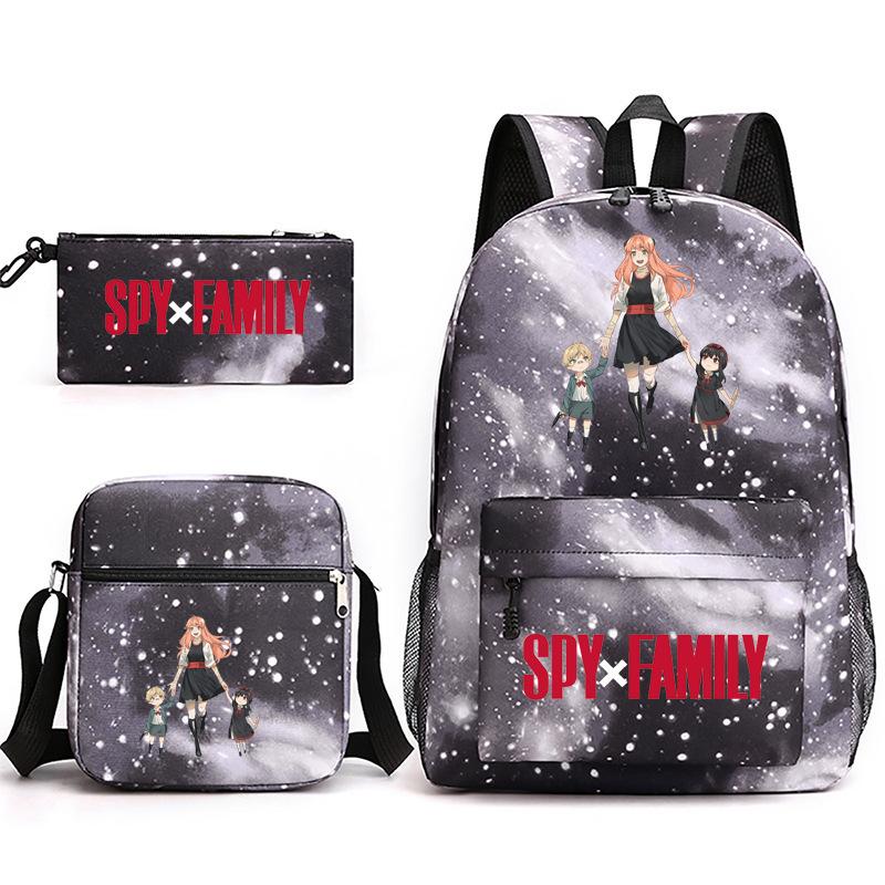 Spy Play House, Animation Periphery Backpack Student Schoolbag Satchel Pencil Case Three-Piece Set