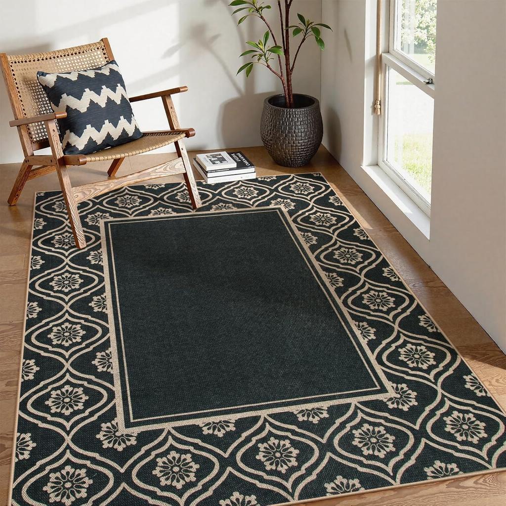 Moynesa Checkered Easy Jute Outdoor Patio Rug 3x5, Washable Indoor Outdoor Rugs for Entryway Non Slip, Farmhouse Carpet for Livi