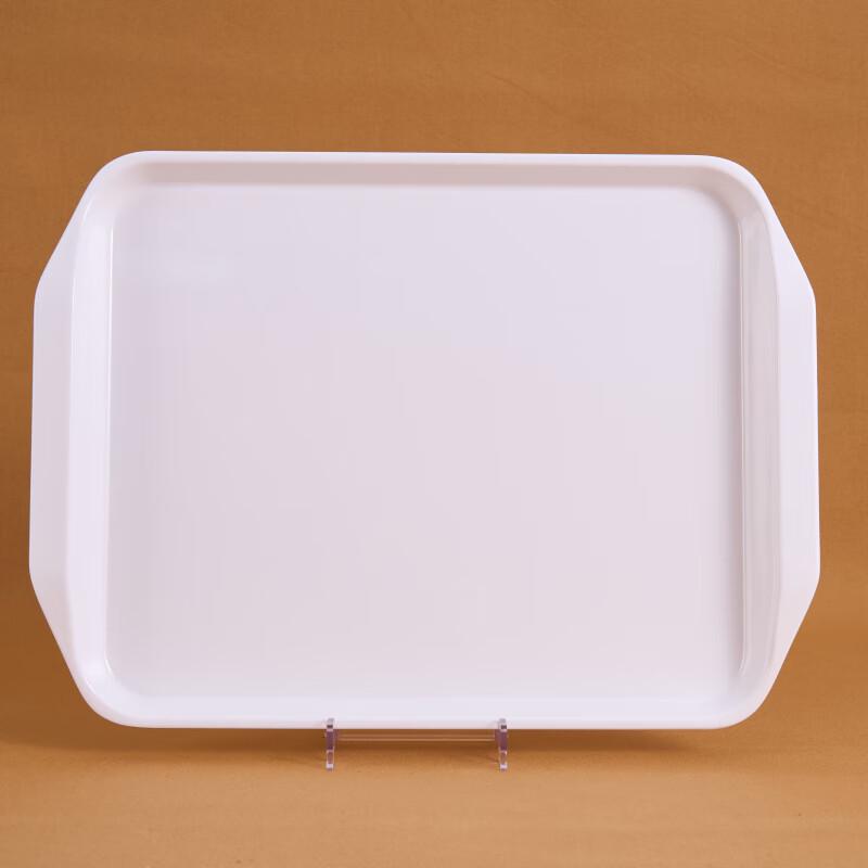 17-inch White Melamine Serving Tray with Handles