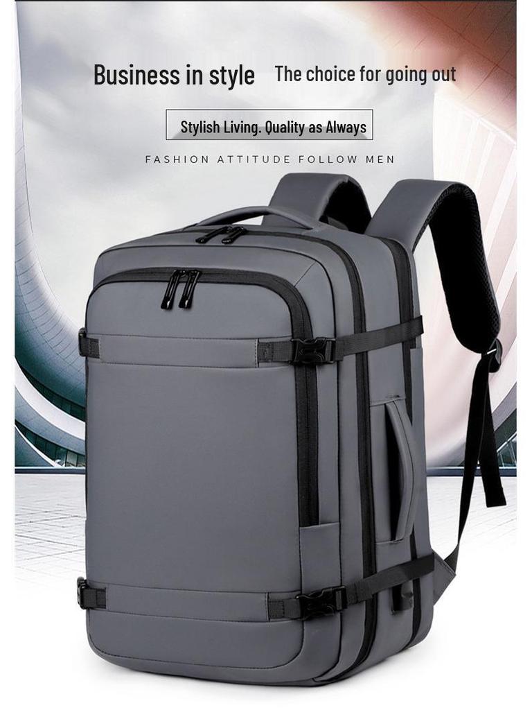 Expandable Men's Travel Backpack: Large, Multifunctional Handbag with Logo Printing Option