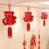2cps Red Chinese Felt Lantern Three-dimensional Fu Character Lantern Chinese New Year Lantern  Party