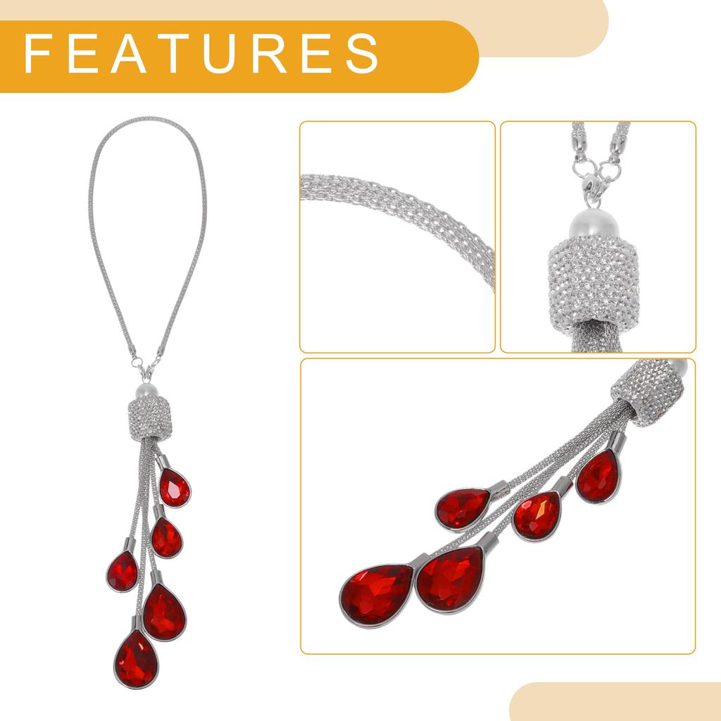 Partuto 1pcs Artificial Crystal Hexagon Prism War Drop Car Rear View Mirror Pendant Accessories Car Hanging Ornament Red