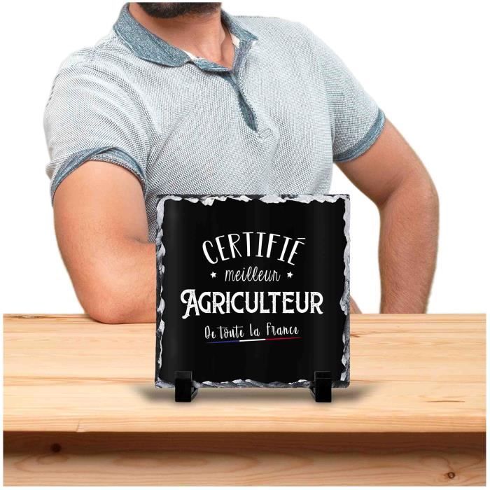 Cadre photo - Agriculteur certifié - Ardoise - 15cm x 15cm - Noir - Objets décoratifs