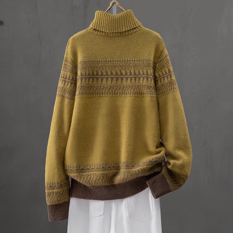 Sweter damski Si Baishe z wysokim dekoltem, z długim rękawem, luźny