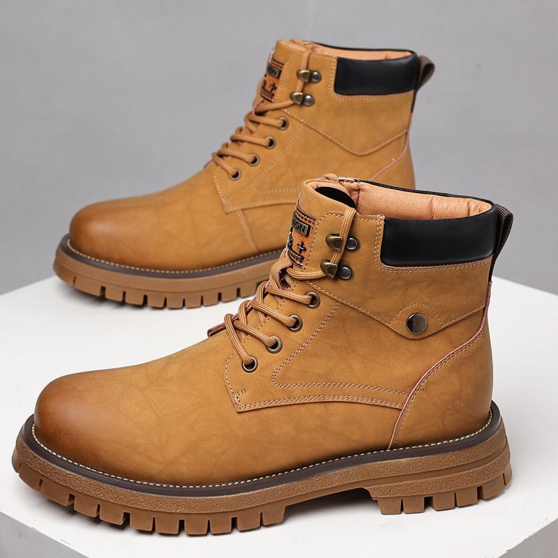 2025 New  Motocross Boots Lace Up Non-Slip Ankle Boots Winter Plush Snow Boots Botas Classic Mens High Top Outdoor Shoes