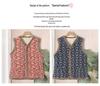 Mom's Floral Fleece-Lined Vest: Small, Cotton Sleeveless Jacket for Autumn/Winter Warmth, Princess Style