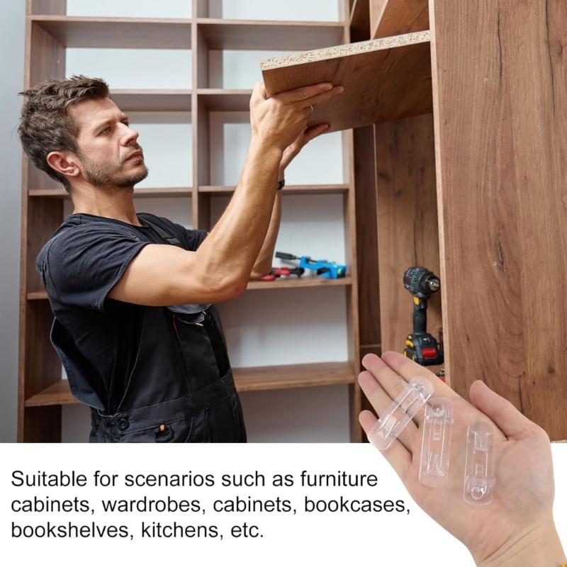 60pcs Plastic Shelf Brackets Compatibility with 3/4 In Thick Boards for Cabinet Shelves Features 5mm Diameter Holes