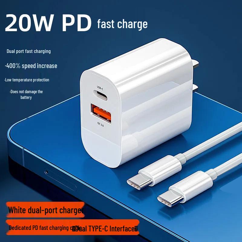 PD20W Dual Port A+C Charger for iPhone 16/15/14 - Super Fast Charging, 3C Certified