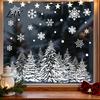 Festive Window Display Christmas Tree Snowflake Static Sticker, Double-sided Cling Decal, Stickers Reusable PVC Glass for Parties Holiday Removable