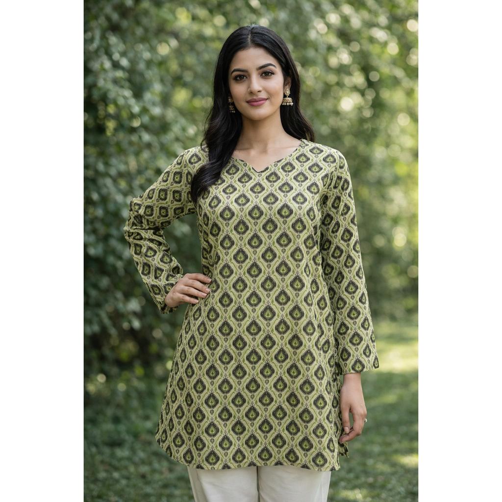 Women Bollywood Top Tunic Kurta Set Indian Casual Wear Short Kurti Set Dress