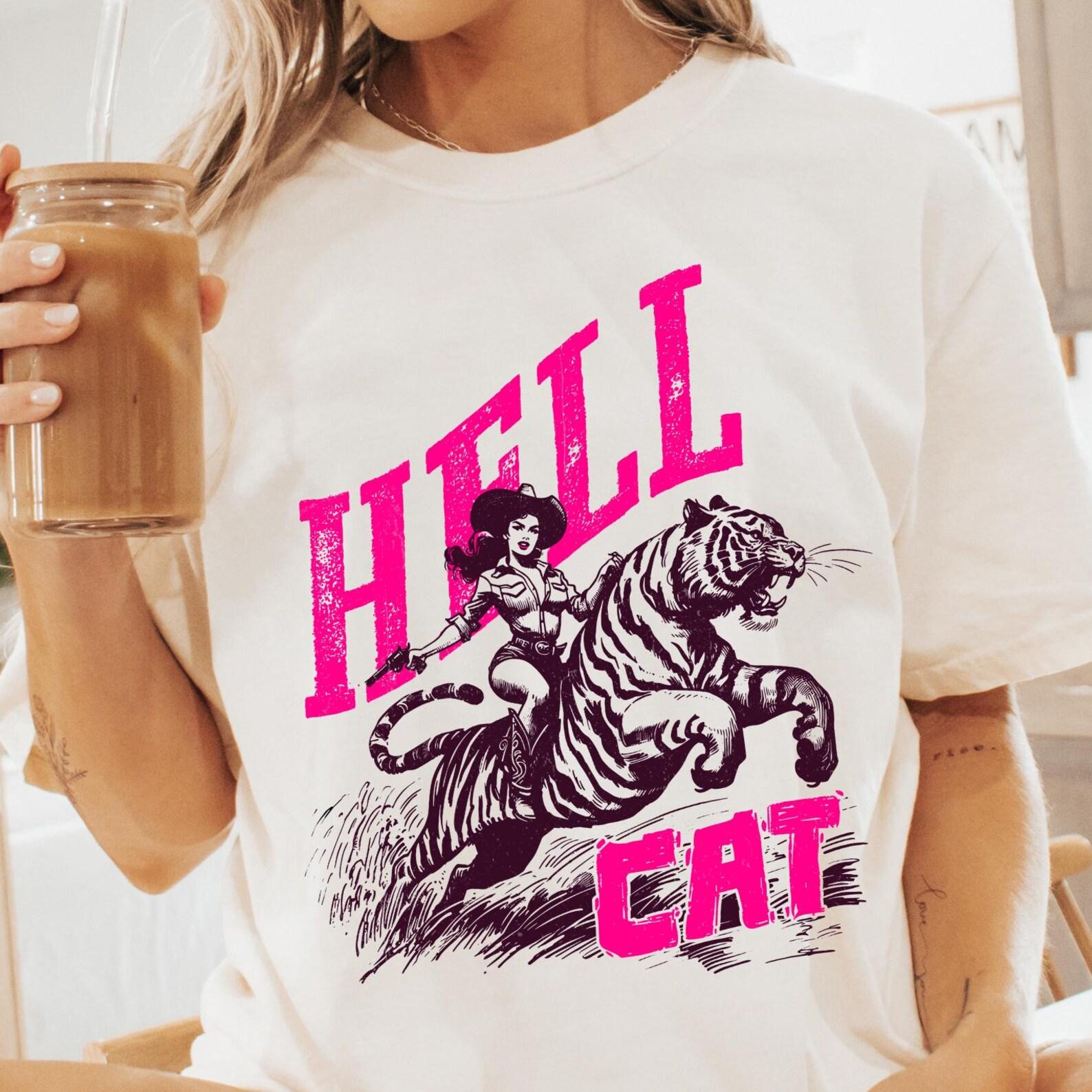 Hell Cat Comfort Colors® T-Shirt, Vintage Tiger T-Shirt, Funny Retro Shirt, Graphic Tee, Funny Women s Aesthetic T-Shirt, Trendy Tee 4XL