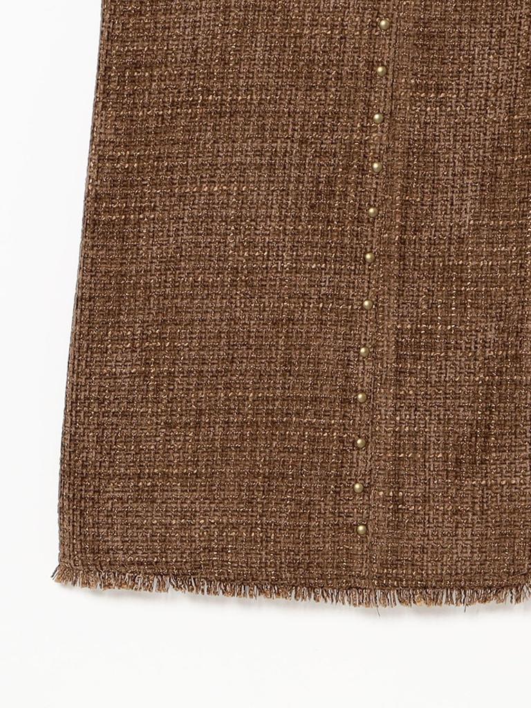 Ray Beams Women's Tweed Studded Sleeveless Dress, Brown