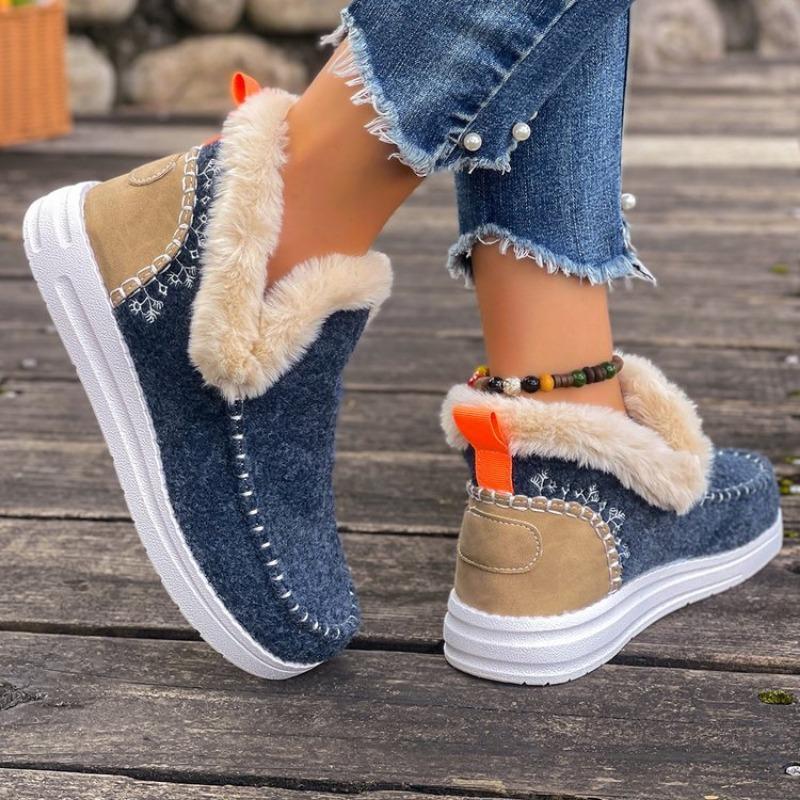 Large Size Snow Boots for Women's Autumn and Winter New Velvet Thickened Lightweight Warm Cotton Shoes for Women