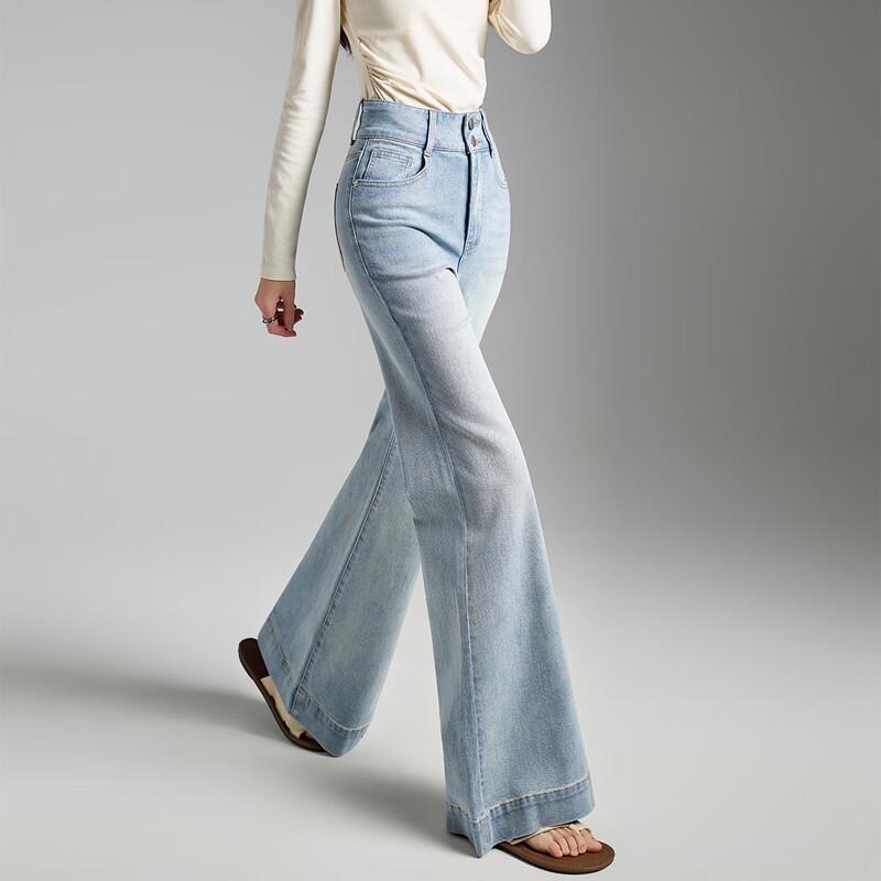 TonLion Women's Slim Fit Flared Micro-Denim Jeans